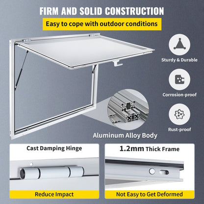 010308155361 - 36 x 36 Inch Aluminum Concession Window with Lock and Pneumatic Rods