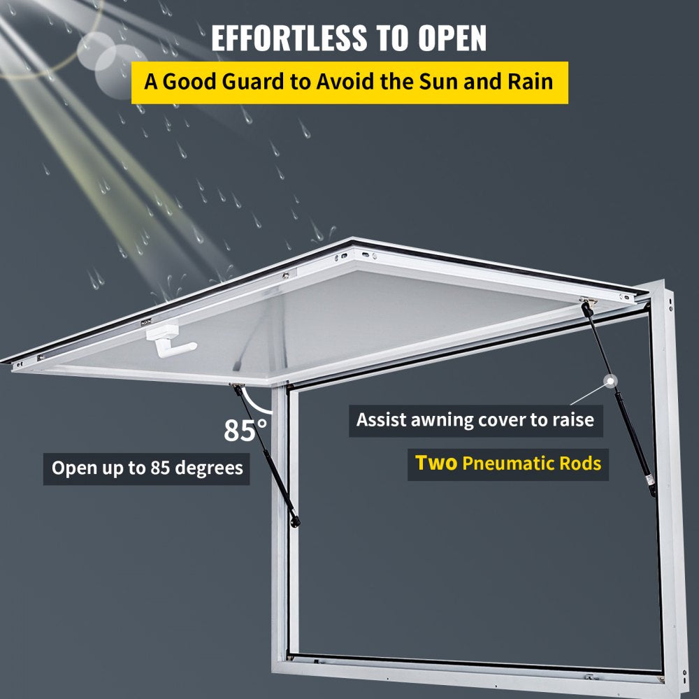 010308155361 - 36 x 36 Inch Aluminum Concession Window with Lock and Pneumatic Rods