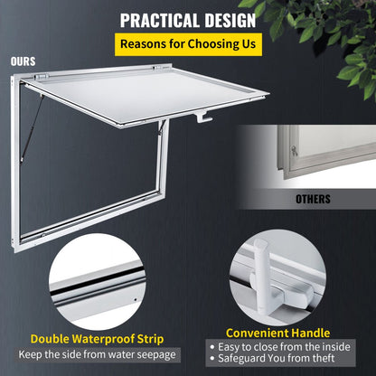 010308155361 - 36 x 36 Inch Aluminum Concession Window with Lock and Pneumatic Rods