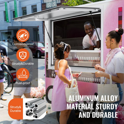 dpptfwck48L*36W - 48” Concession Window Awning for Food Trucks, Durable Aluminum