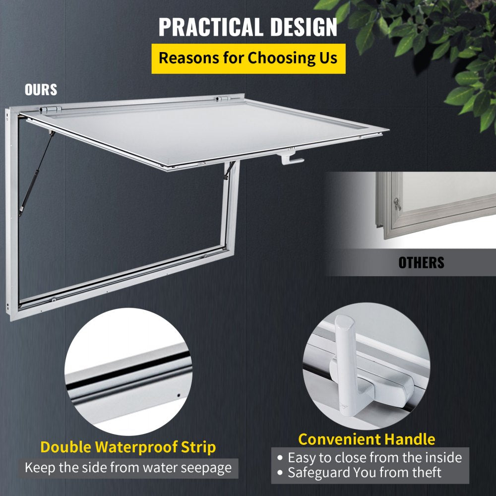 010384209555 - Durable 64" x 40" Aluminum Concession Window for Food Stands