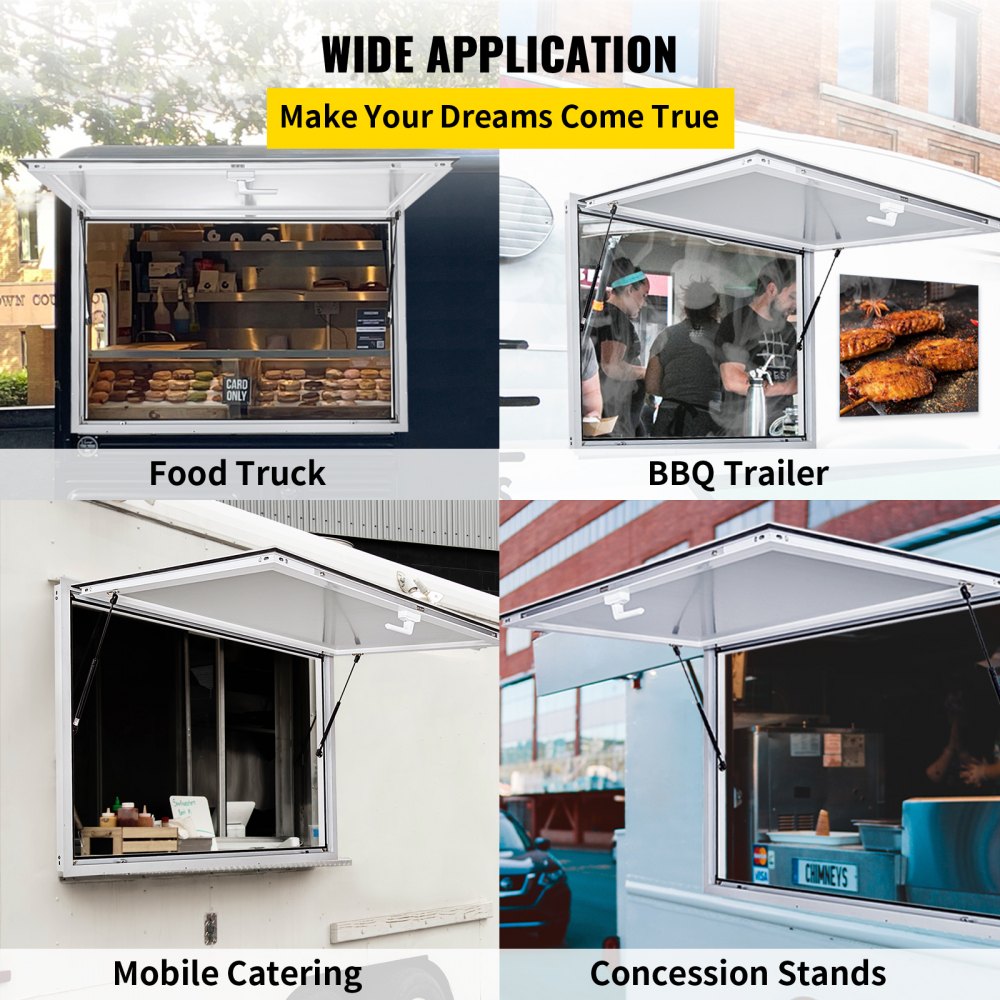 010384209555 - Durable 64" x 40" Aluminum Concession Window for Food Stands