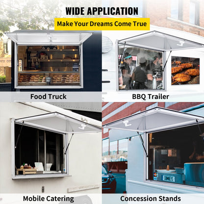 010384209555 - Durable 64" x 40" Aluminum Concession Window for Food Stands