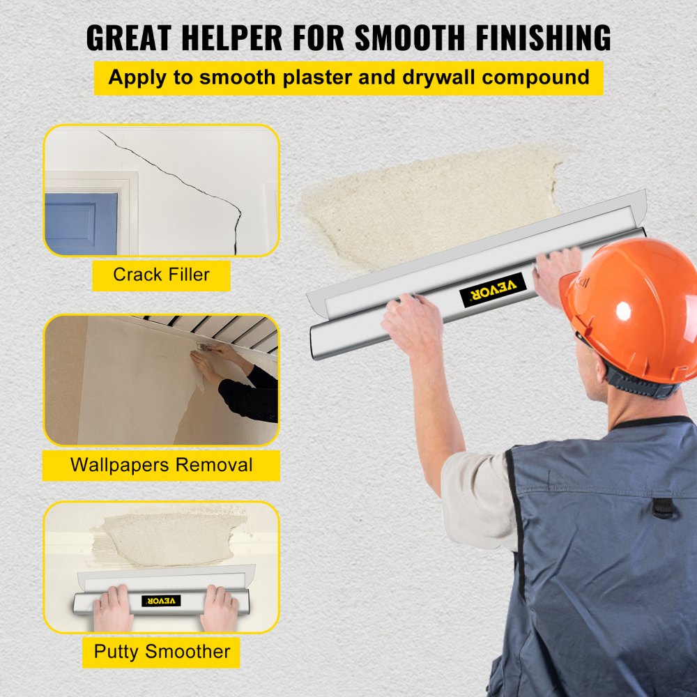 010900925294 - 40in Stainless Steel Drywall Skimming Blade with Ergonomic Handle