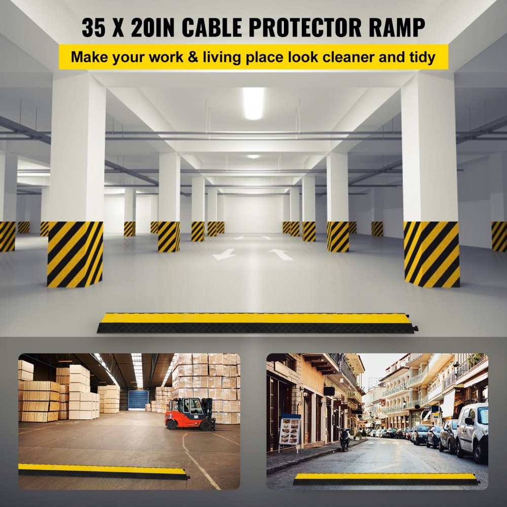 010272514610 - 35" Rubber Cable Protector Ramp for Safe Traffic Management
