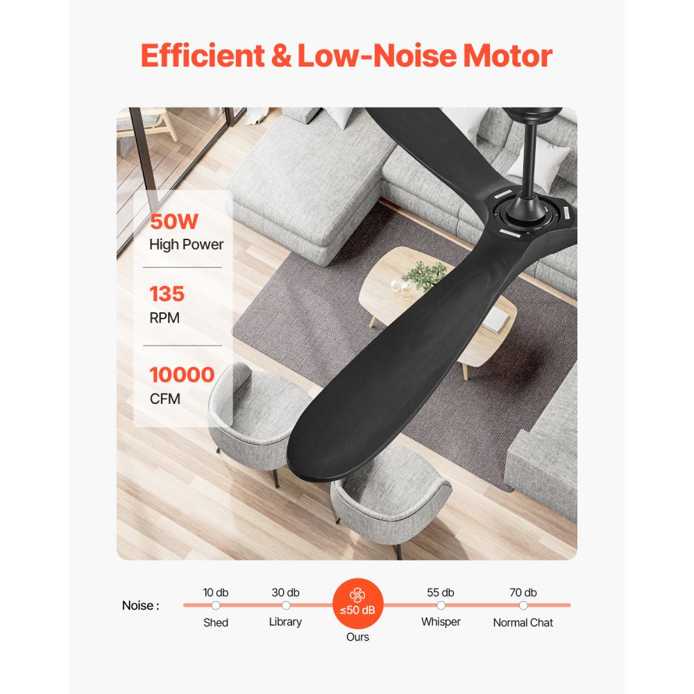 FR25048NL-72"MBK - 72" Solid Wood Ceiling Fan with Remote Control