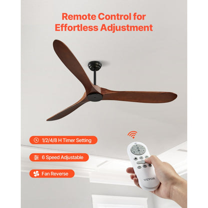 FR25048NL-72"DB - 72" Stylish Wood Blade Ceiling Fan with Remote Control