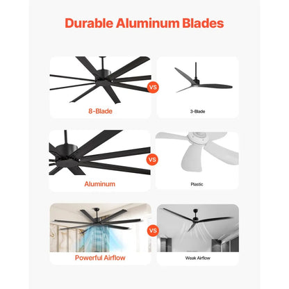 FR25049NL-84"MBK - 84" Quiet Ceiling Fan with Reversible DC Motor