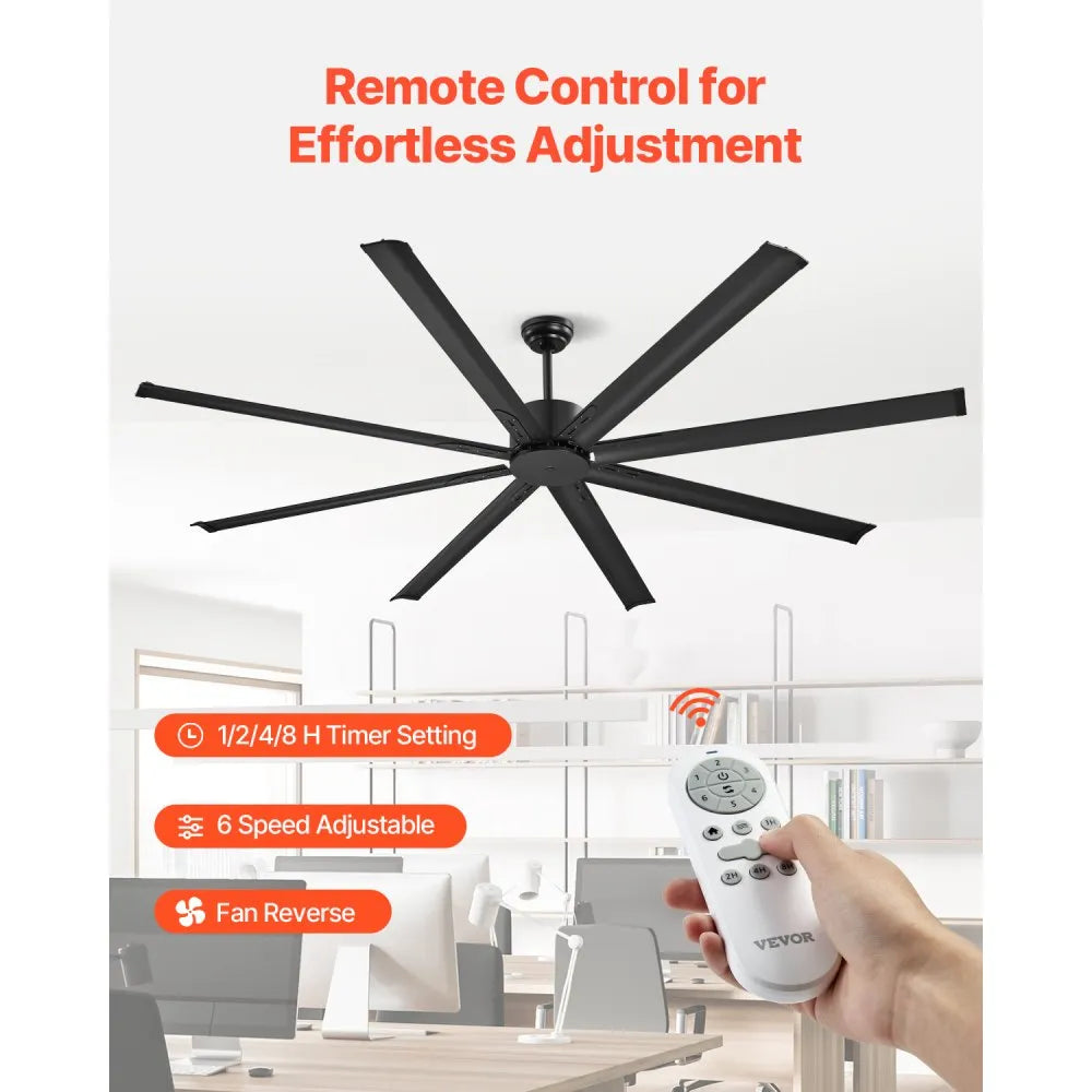 FR25049NL-84"MBK - 84" Quiet Ceiling Fan with Reversible DC Motor