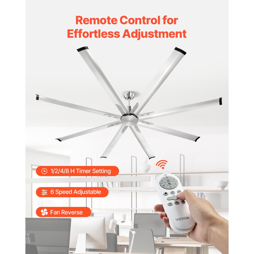 FR25049NL-84"BN - 84" Aluminum Ceiling Fan with 8 Blades & Remote Control