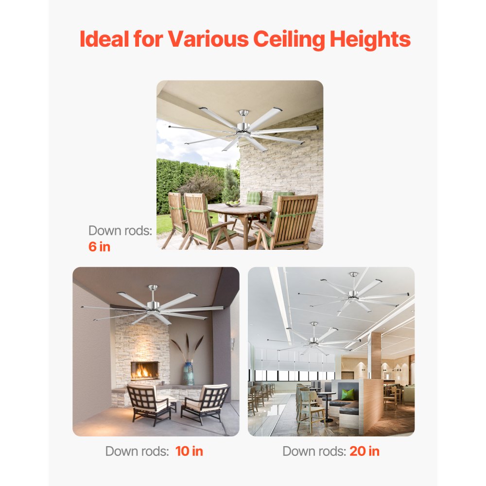 FR25049NL-84"BN - 84" Aluminum Ceiling Fan with 8 Blades & Remote Control