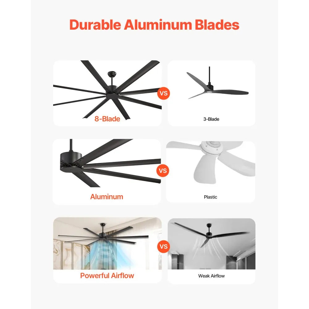 FR25049NL-96"MBK - 96" Aluminum Ceiling Fan with Remote & Reversible Motor