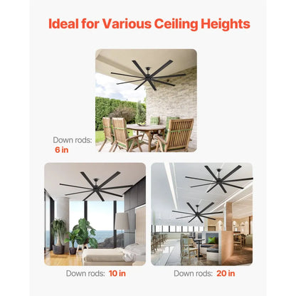 FR25049NL-96"MBK - 96" Aluminum Ceiling Fan with Remote & Reversible Motor