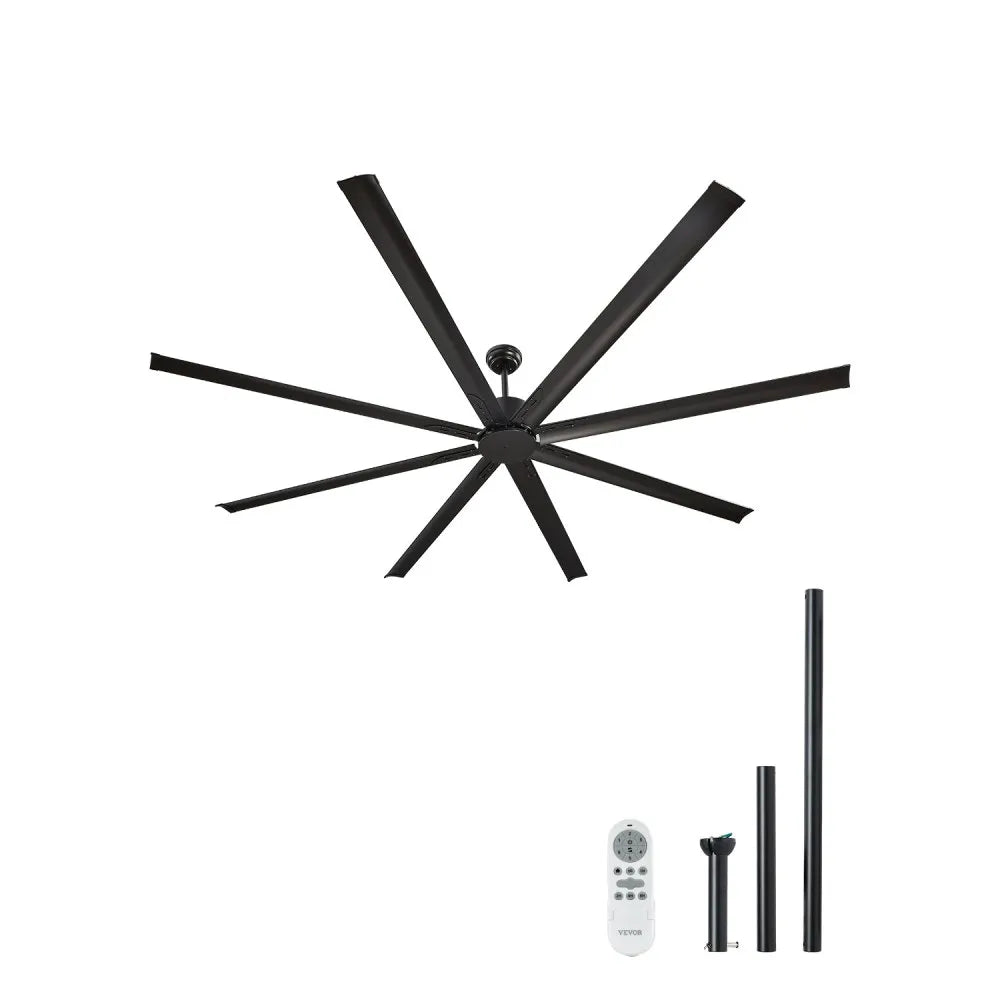 FR25049NL-96"MBK - 96" Aluminum Ceiling Fan with Remote & Reversible Motor