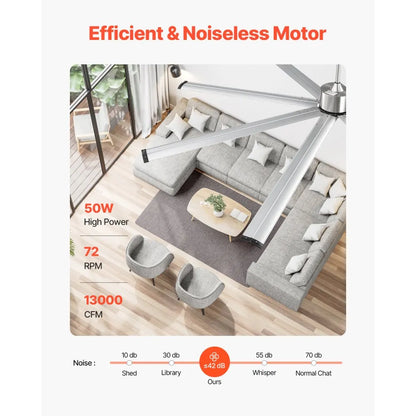 FR25049NL-96"BN - 96" VEVOR Ceiling Fan, DC Motor, Remote Control