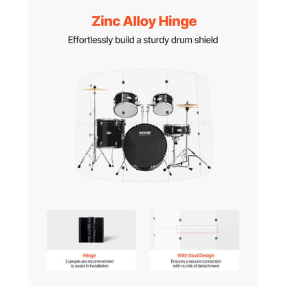 OK-24017 - 5 ft Tall Acrylic Drum Shield with 5 Panels