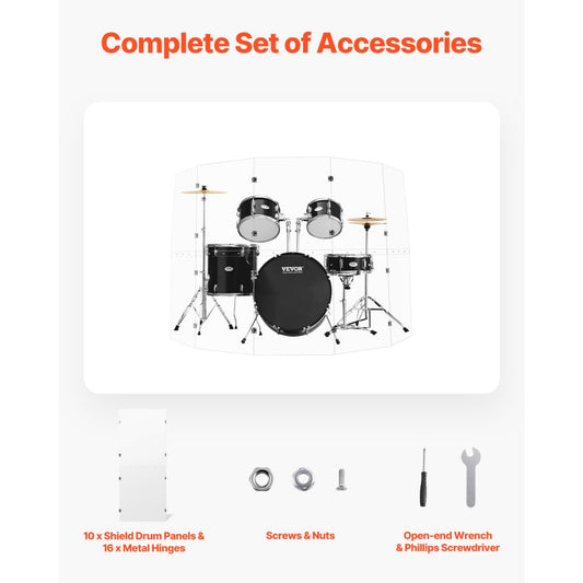 OK-24017 - 5 ft Tall Acrylic Drum Shield with 5 Panels