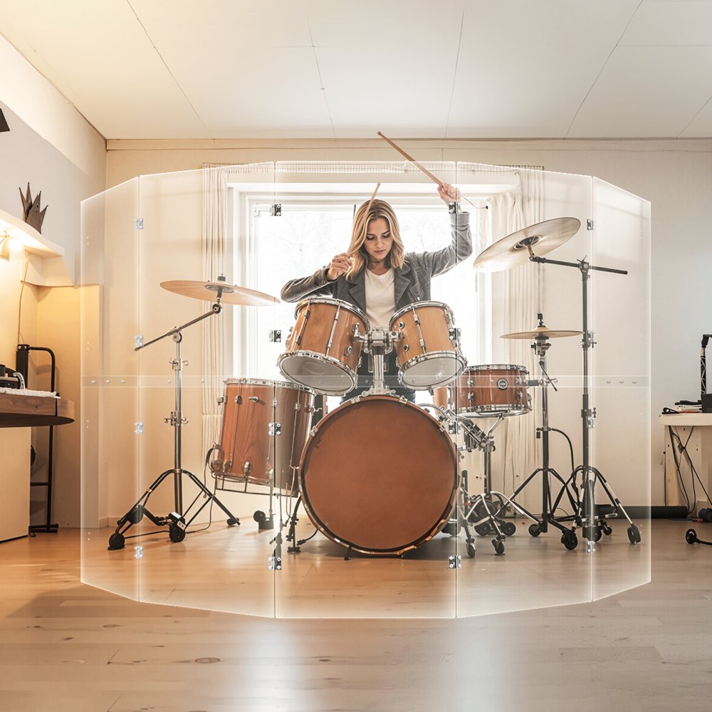 OK-24017 - 5 ft Tall Acrylic Drum Shield with 5 Panels