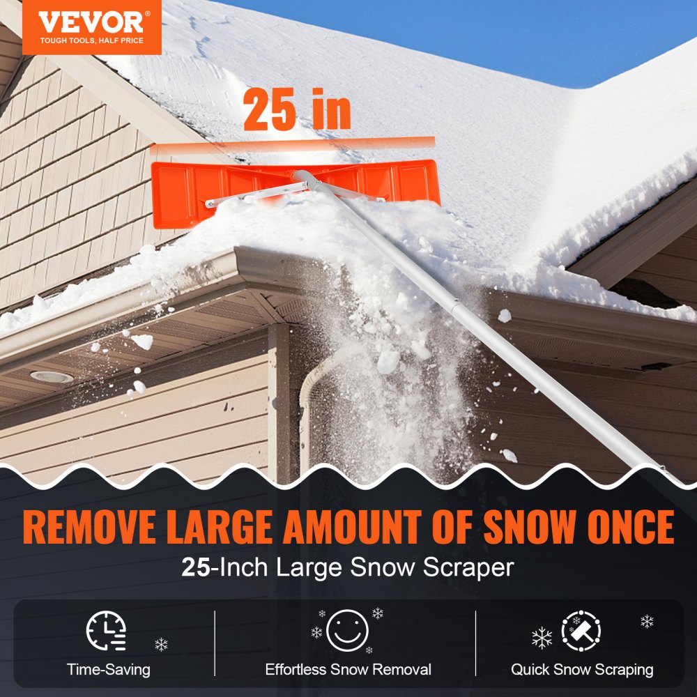 CY-SF02 - 25" Durable Snow Roof Rake with 21ft Adjustable Handle