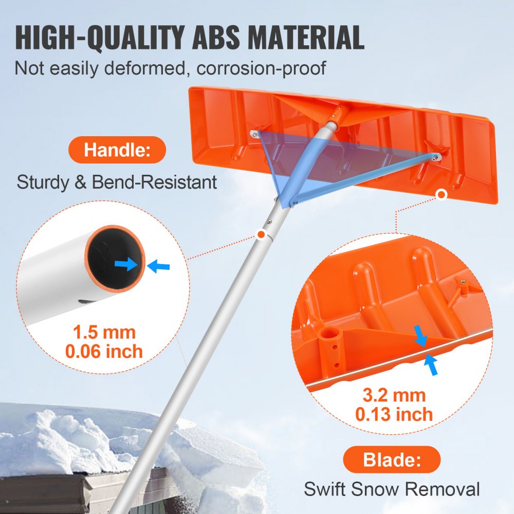 CY-SF02 - 25" Durable Snow Roof Rake with 21ft Adjustable Handle