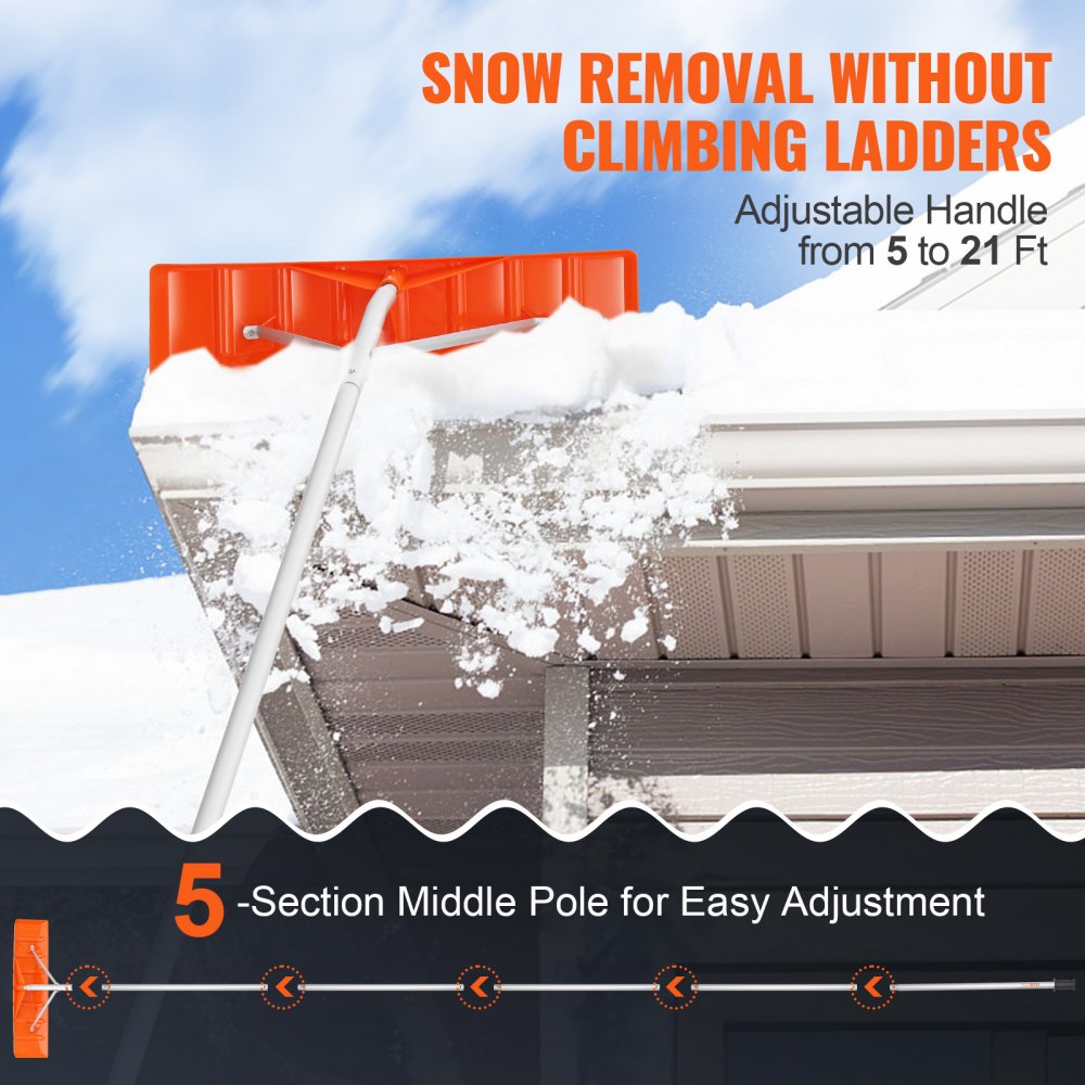 CY-SF02 - 25" Durable Snow Roof Rake with 21ft Adjustable Handle