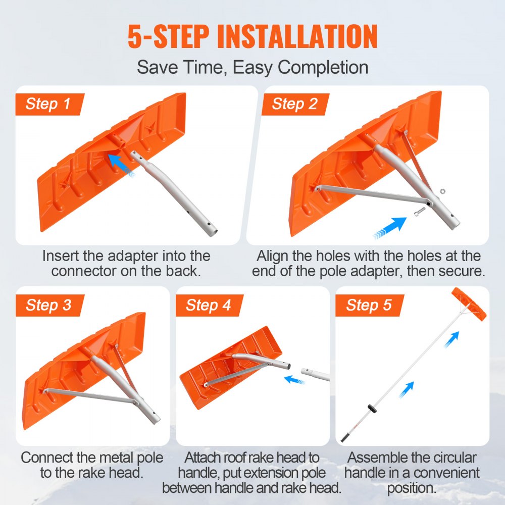 CY-SF02 - 25" Durable Snow Roof Rake with 21ft Adjustable Handle