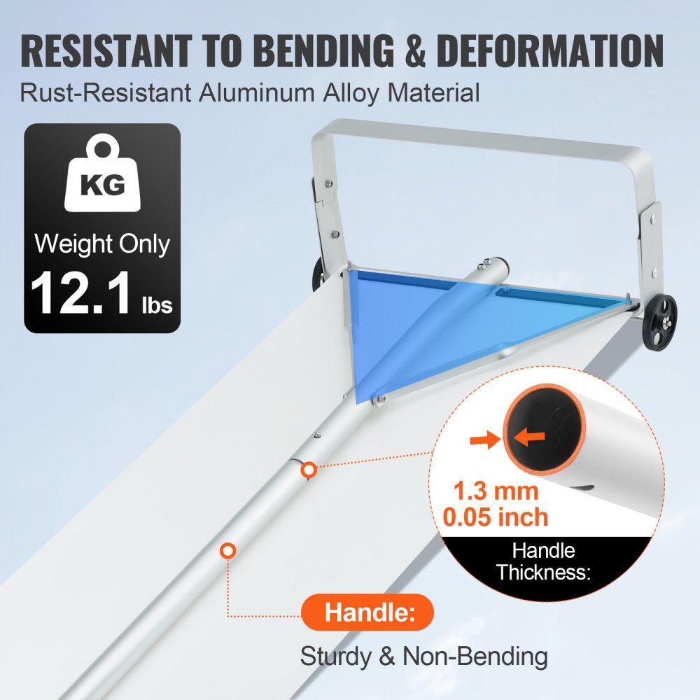 CY-SF18 - 30ft Lightweight Aluminium Snow Roof Rake with 19-inch Scraper