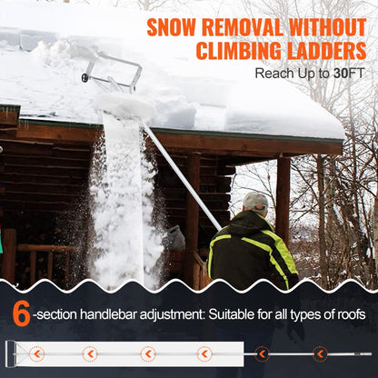 CY-SF18 - 30ft Lightweight Aluminium Snow Roof Rake with 19-inch Scraper
