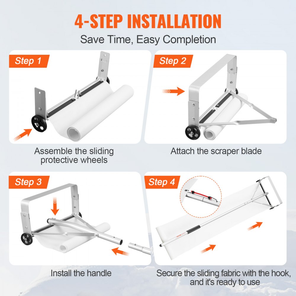 Scraping Rake CY-SF18 - 30ft Lightweight Aluminium Snow Roof Rake with 19-inch Scrap ...