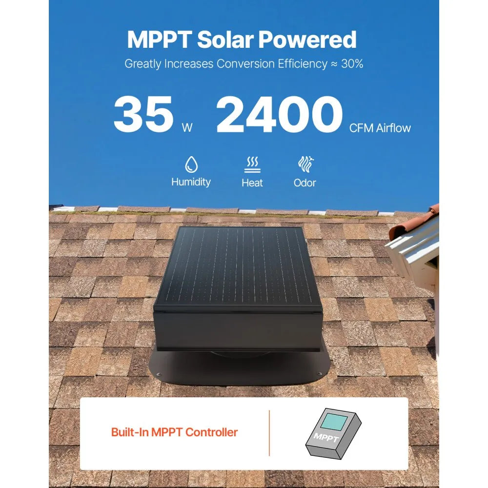 JBSF-320E - Energy-Efficient 35W Solar Roof Attic Exhaust Fan, 3000 CFM