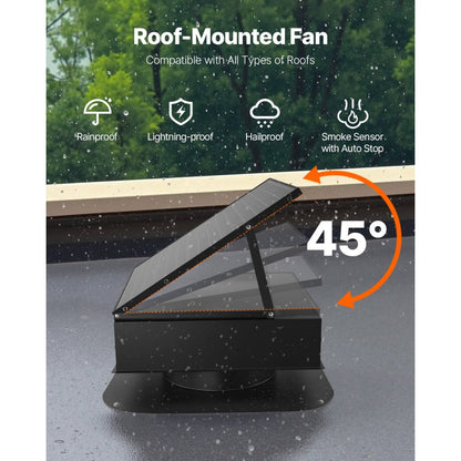 JBSF-320E - Energy-Efficient 35W Solar Roof Attic Exhaust Fan, 3000 CFM