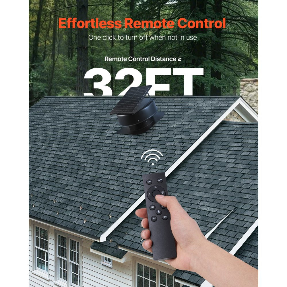 JBSF-350F - Durable Solar Attic Fan with Remote & Adjustable Panel