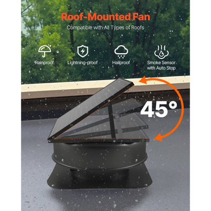 JBSF-350F - Durable Solar Attic Fan with Remote & Adjustable Panel