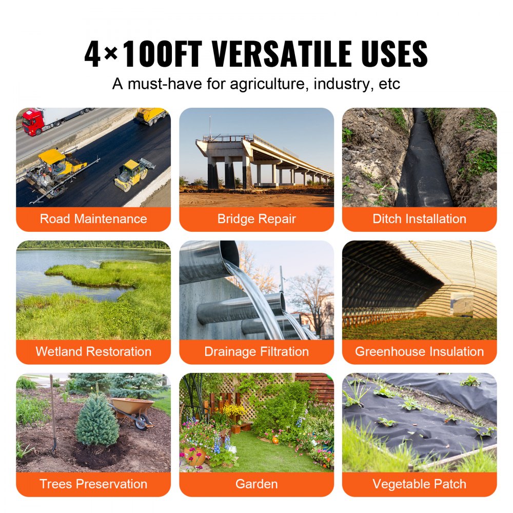 1.2*30.5-271 - Heavy-Duty 4x100FT Geotextile Fabric for Weed Control