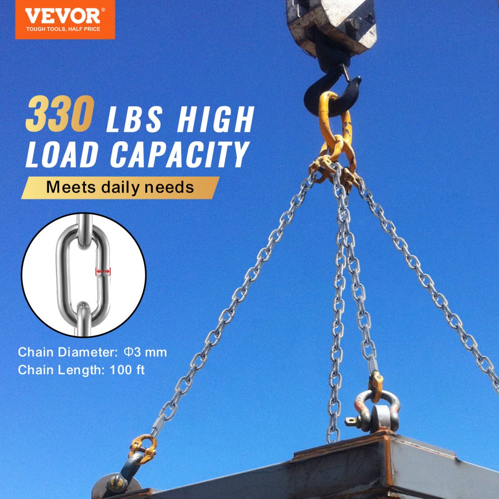 3mmX30M - Heavy-Duty Zinc Plated Carbon Steel Chain for Secure Lifting