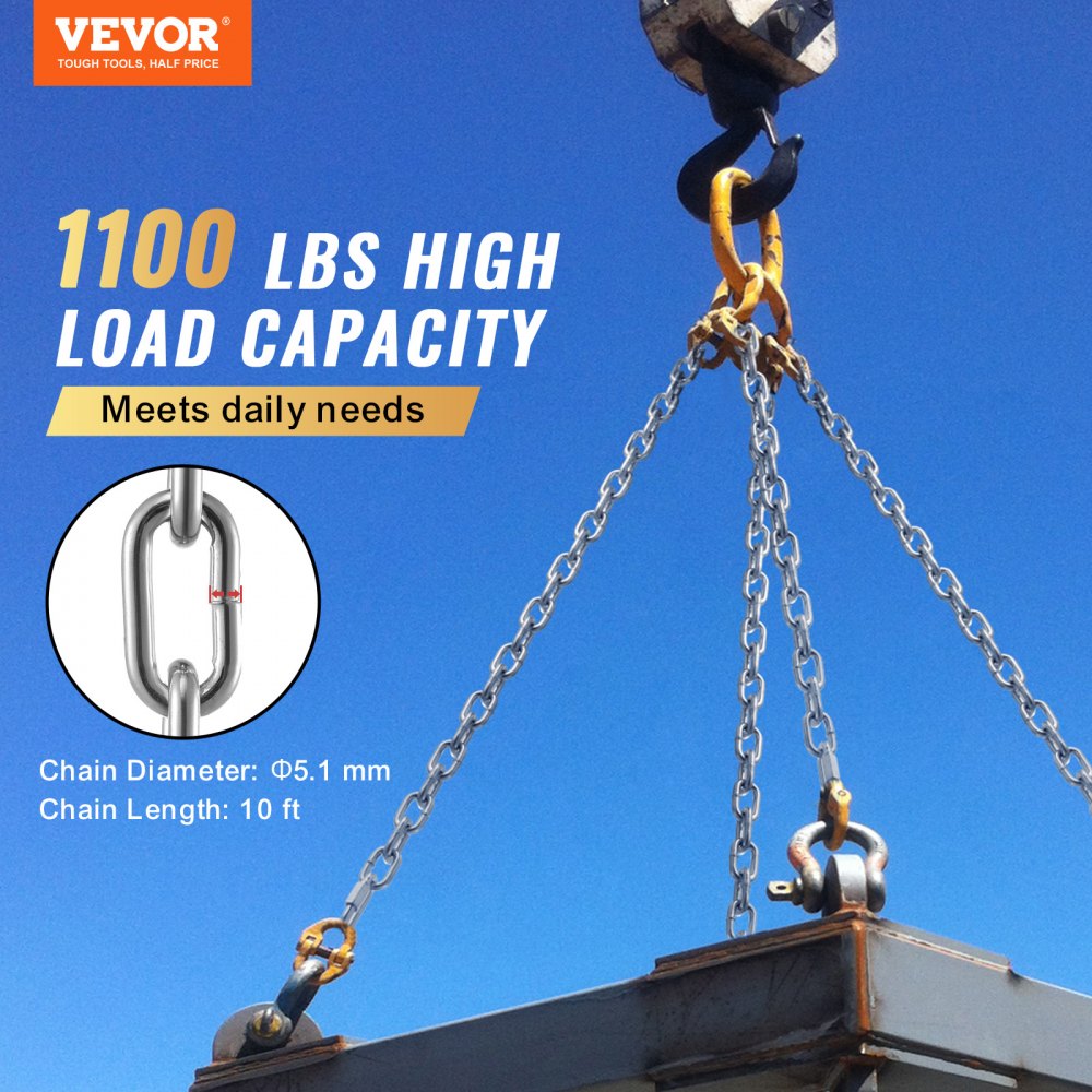 5mmX3M - Heavy-Duty Zinc Plated Chain for Lifting & Securing Tasks
