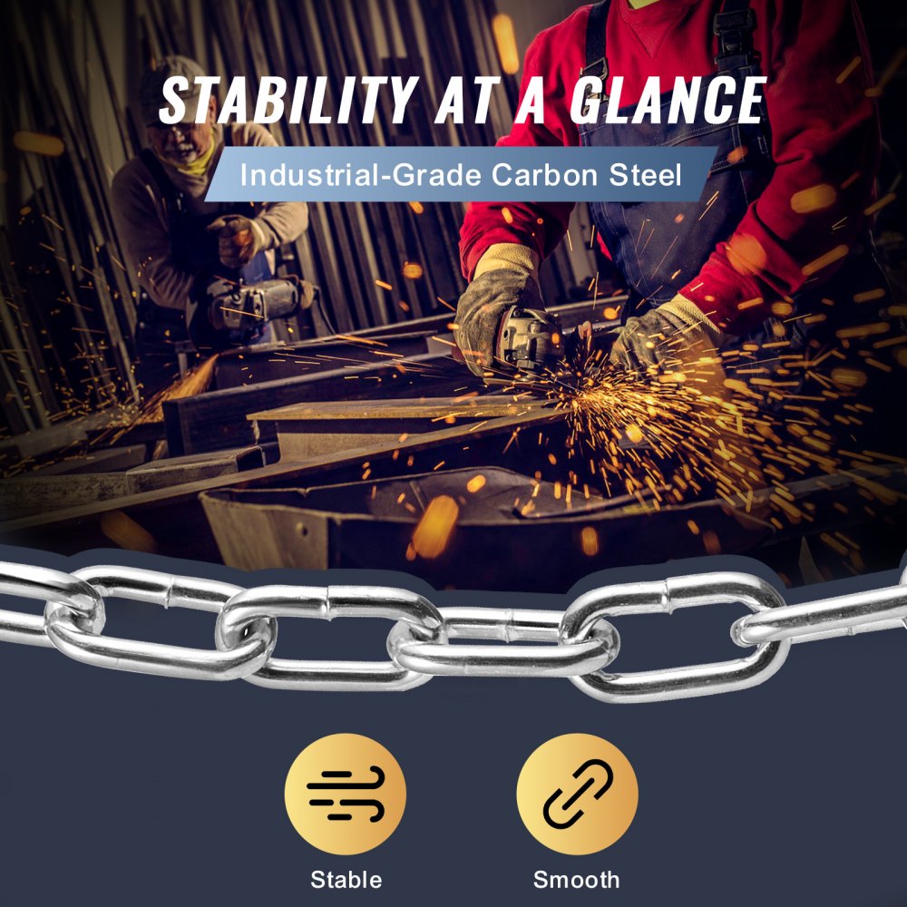 5mmX3M - Heavy-Duty Zinc Plated Chain for Lifting & Securing Tasks