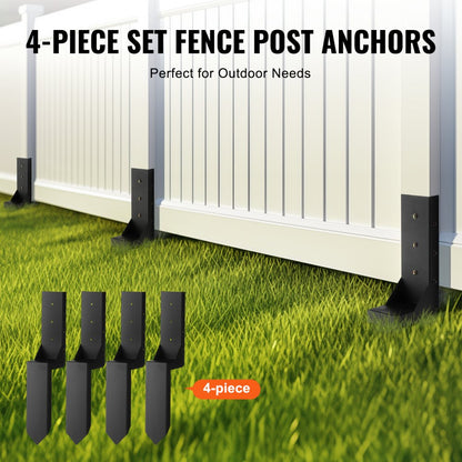 WGB-3.7-24-4 - Durable 3.5in Steel Fence Post Anchors, 4 Pack