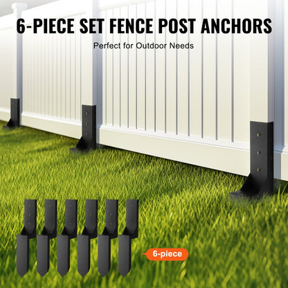 WGB-3.7-24-6 - Heavy-Duty Steel Fence Post Anchors for 3.5in Posts - 6 Pack