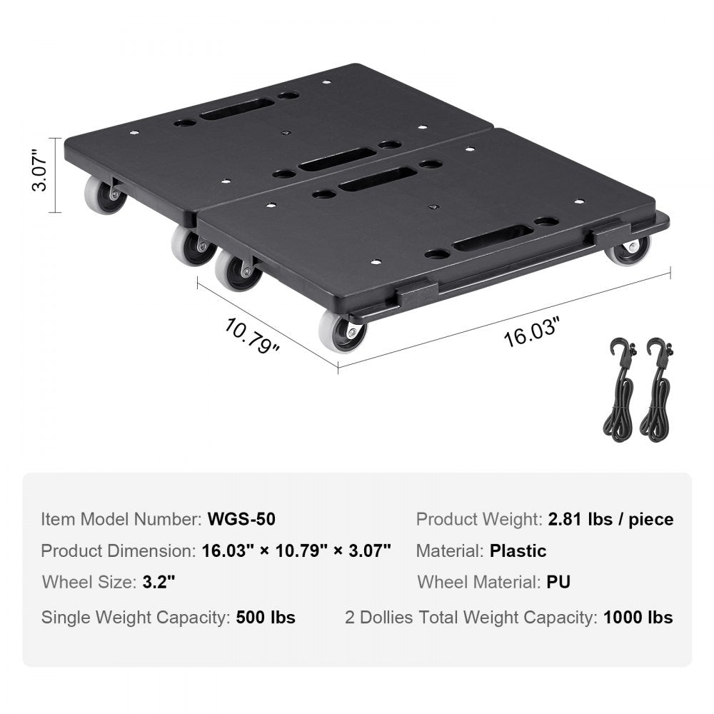 WGS-50 - Heavy Duty Furniture Dolly Set with 500 lbs Capacity and Wheels