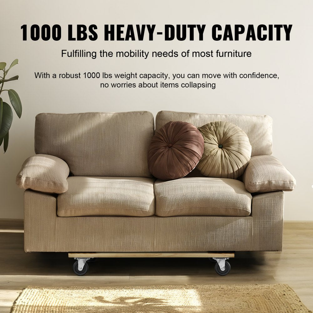 SC01 - Heavy-Duty 1000 lbs Furniture Dolly with 4 x 3" Swivel Casters