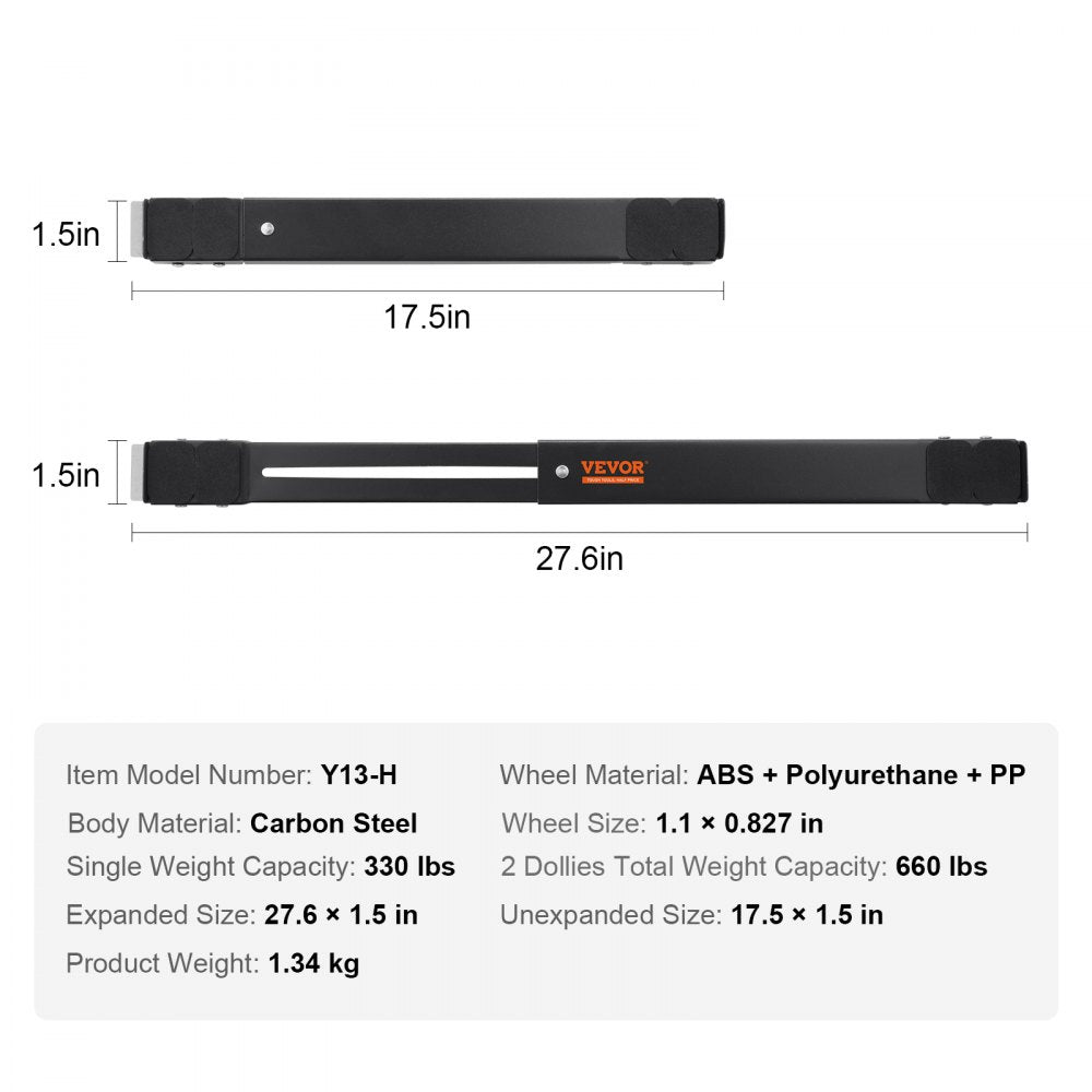 Y13 - VEVOR Extendable Dolly for Appliances, 660 lbs Capacity, 13.35-21.5 inches