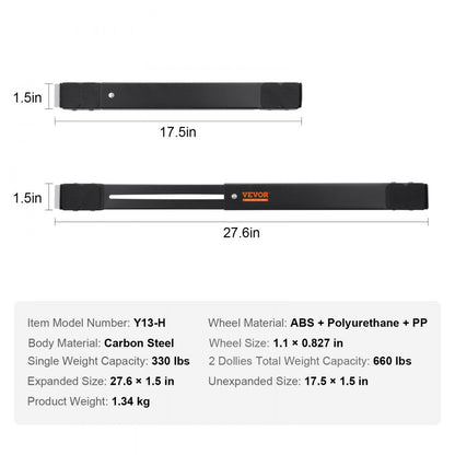 Y13 - VEVOR Extendable Dolly for Appliances, 660 lbs Capacity, 13.35-21.5 inches