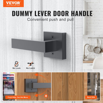 D921-DL-BLK(1PC) - Modern Square Dummy Door Lever for Closets & Cabinets