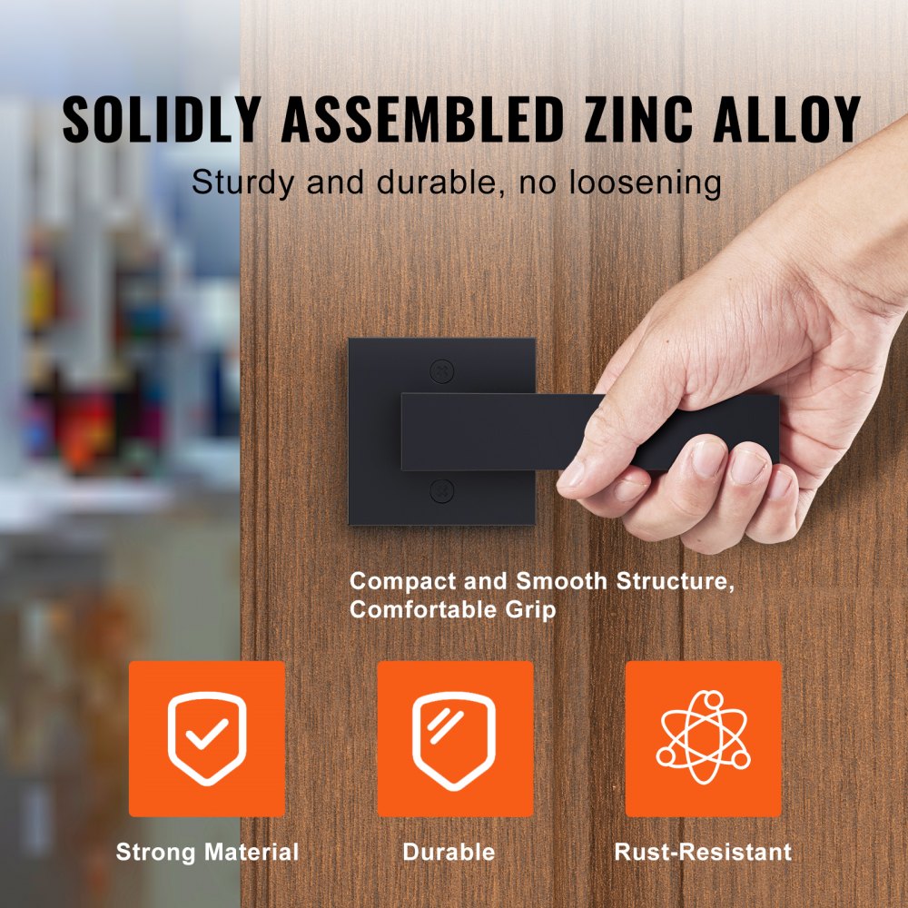 D921-DL-BLK(1PC) - Modern Square Dummy Door Lever for Closets & Cabinets