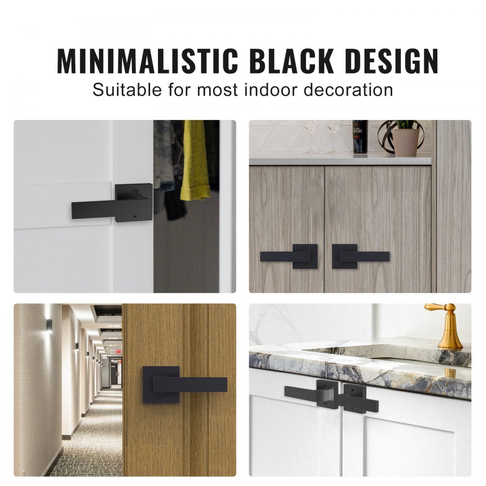 D921-DL-BLK(1PC) - Modern Square Dummy Door Lever for Closets & Cabinets