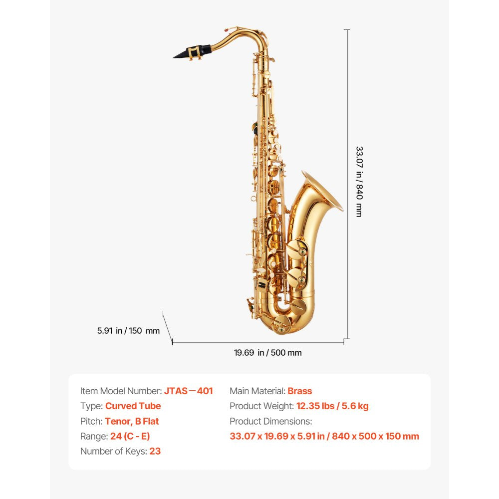 JTAS－401 - B Flat Tenor Saxophone Beginner Kit with Case & Accessories