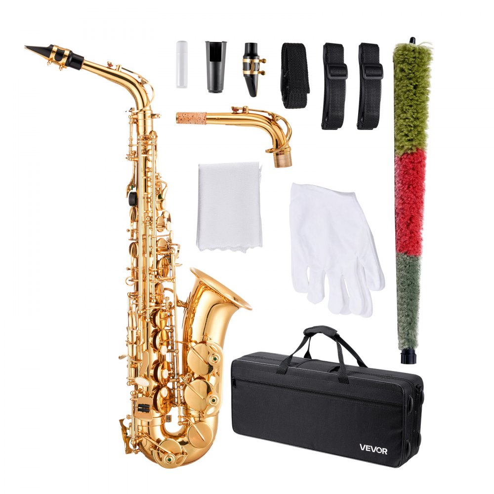 JAS-201 - E Flat Alto Saxophone Kit for Beginners with Case and Accessories