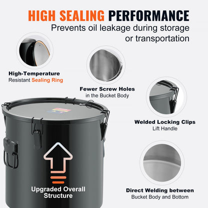 GLS-10GAL - 10 Gal VEVOR Oil Disposal Bucket for Food Trucks