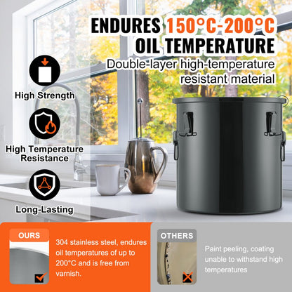 GLS-8GAL - 8 Gallon Stainless Steel Fryer Grease Bucket with Locking Lid